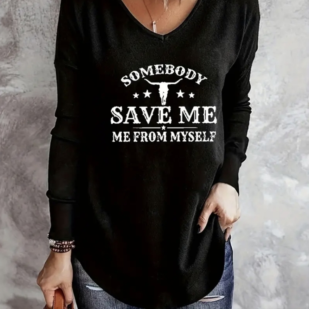 Somebody Save Me From Myself Long Sleeve Tee Size 2XL NEW